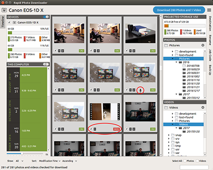 Downloading from a dual card camera